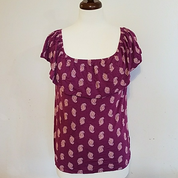 Purple Paisley Off Shoulder & Scoop Neck Top - Picture 2 of 5